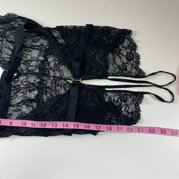 Mapale Crotchless Bodysuit Womens Large Black Lace Sheer Lingerie Halter NWT NEW - Picture 13 of 13